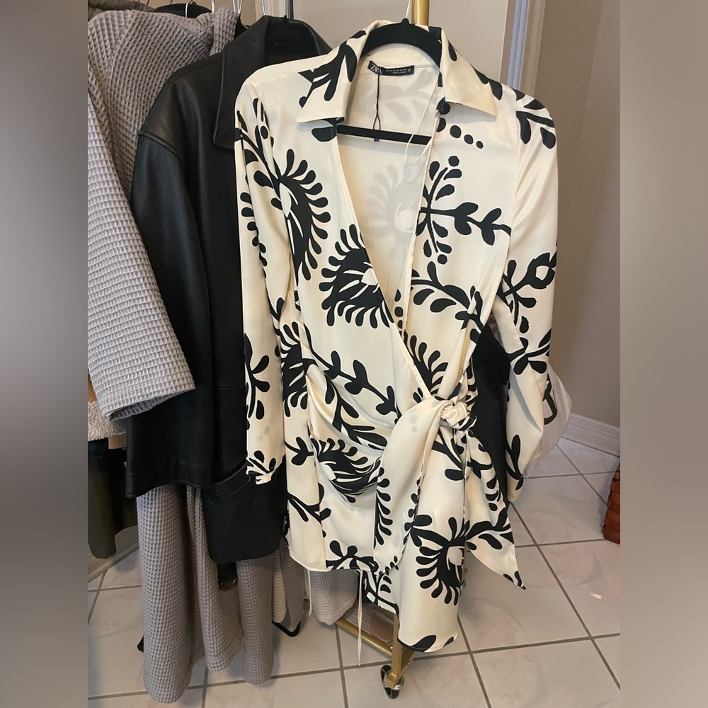 Zara satin effect print dress
